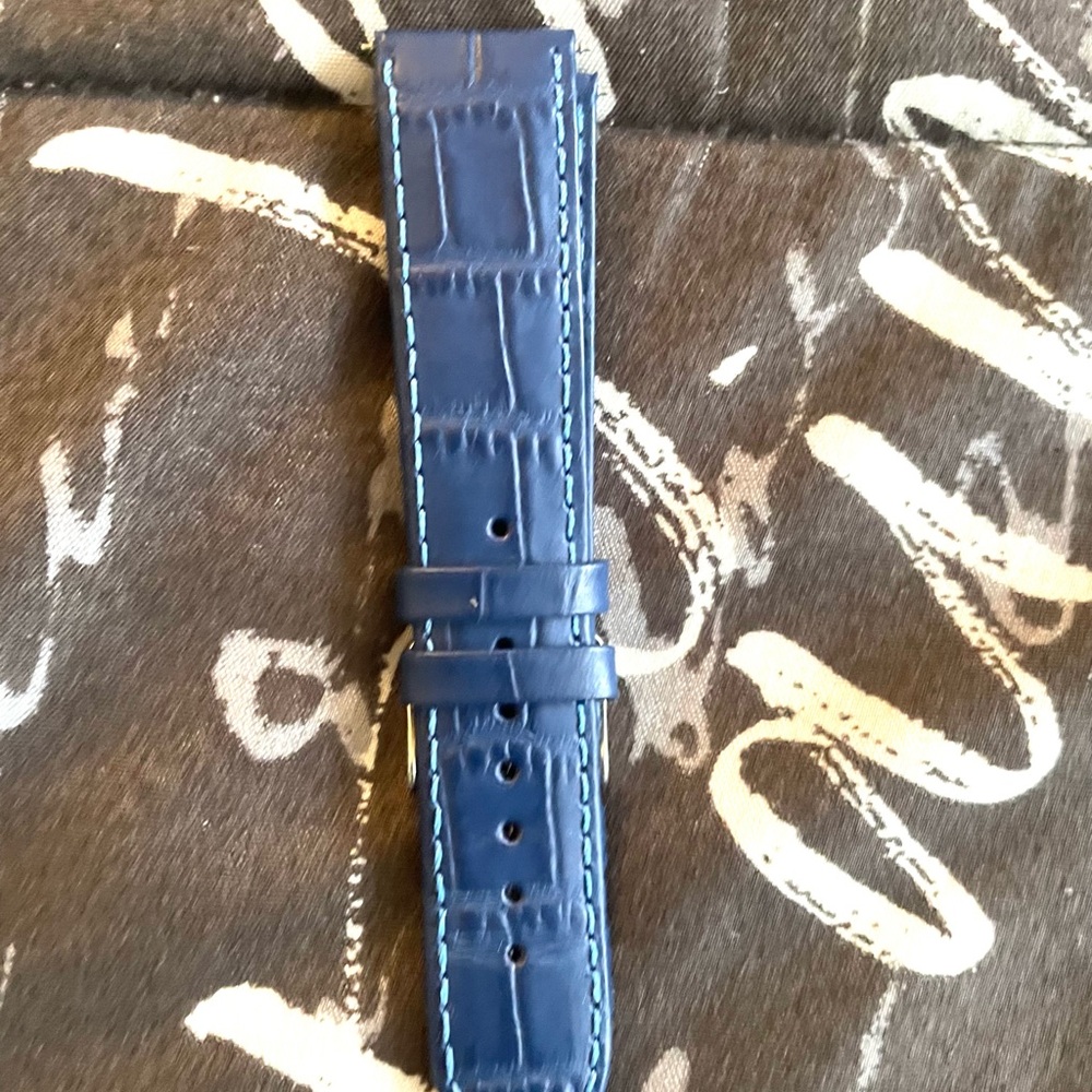 Blue Leather Watch Strap